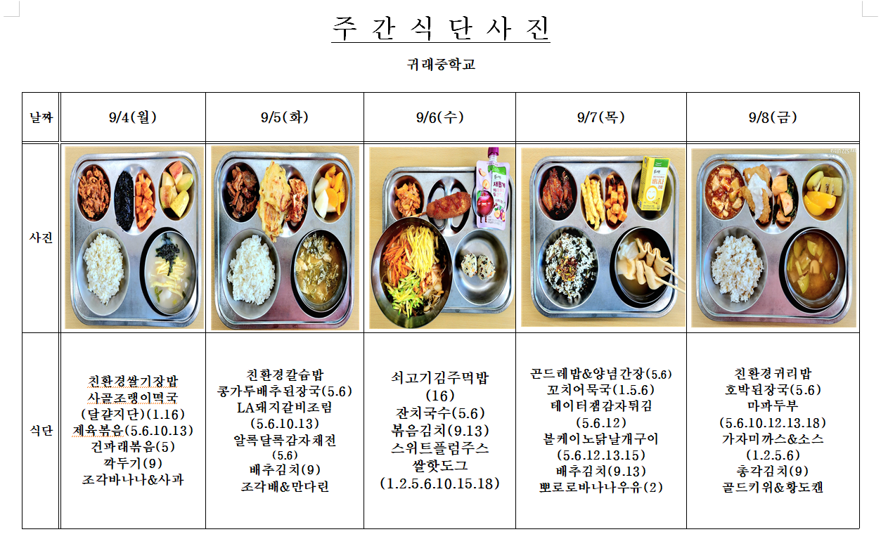 주간식단사진(9.4~9.8) 사진